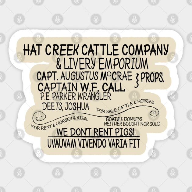 Hat Creek Cattle Company Sign 2 - From Lonesome Dove Sticker by hauntedjack